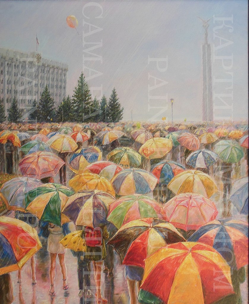 Картина маслом Дождь 50х60